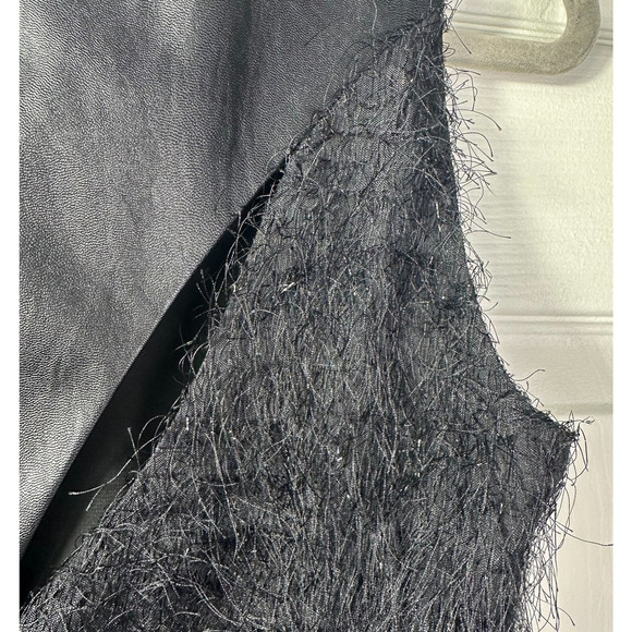 Armani exchange Little Black Dress. Leather accents and sparkly Fringe. Unique! - Picture 11 of 16